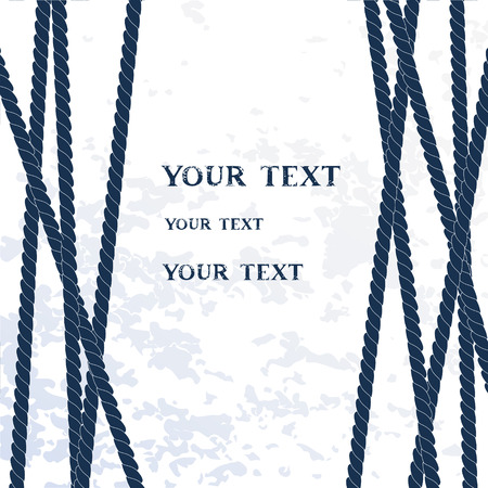 Navy blue ropes on aged white grunge background for your text, vectorのイラスト素材