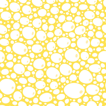 White foam bubbles on yellow seamless pattern, vectorのイラスト素材