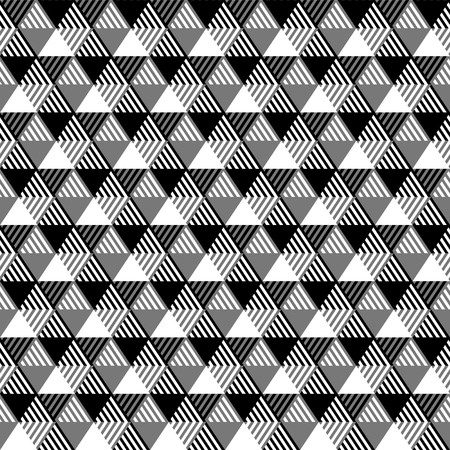 Triangles geometric seamless pattern in black and whiteのイラスト素材