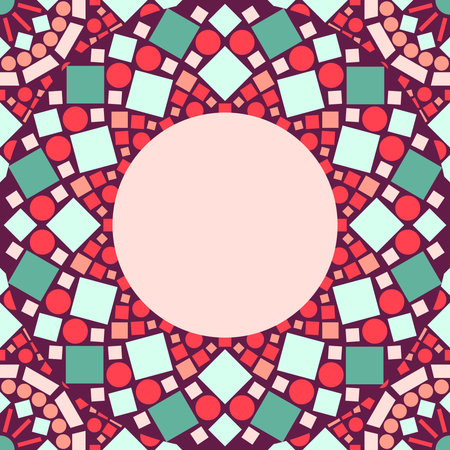 Colorful circle floral mandala frame background in pinkのイラスト素材