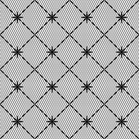 Black and white diamod shape geometric lacy mesh seamless pattern, vectorのイラスト素材