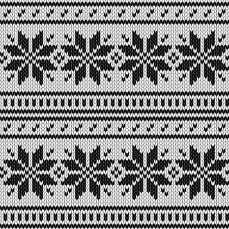 Scandinavian knitted sweater geometric seamless pattern in black and white, vectorのイラスト素材