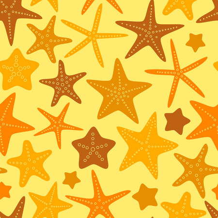 Colorful orange yellow starfish summer seamless pattern, vectorのイラスト素材