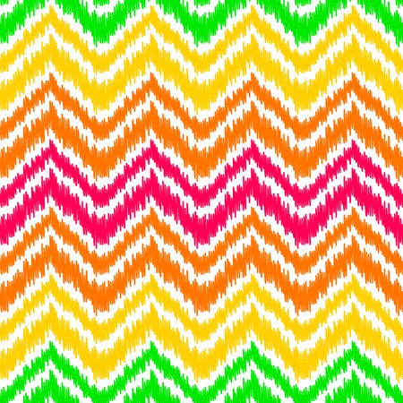 Colorful ikat middle east traditional silk fabric chevron zig zag seamless pattern on whiteのイラスト素材