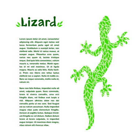 Green leaf textured lizard, design template for an article or bannerのイラスト素材