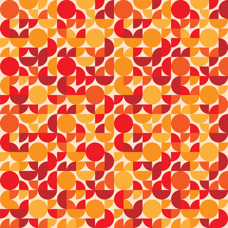 Red retro styled circle shapes geometric seamless pattern, vectorのイラスト素材