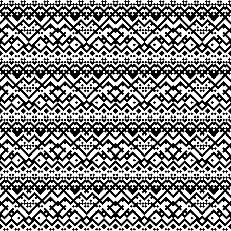 Black and white abstract ethnic geometric seamless pattern, vectorのイラスト素材