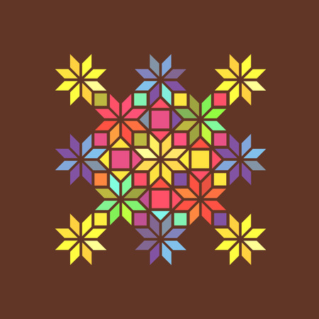 Star shape colorful geometric stained glass ornament, vector backgroundのイラスト素材