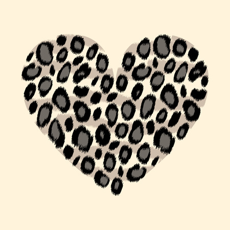Black and white leopard skin heart animal print, vector backgroundのイラスト素材