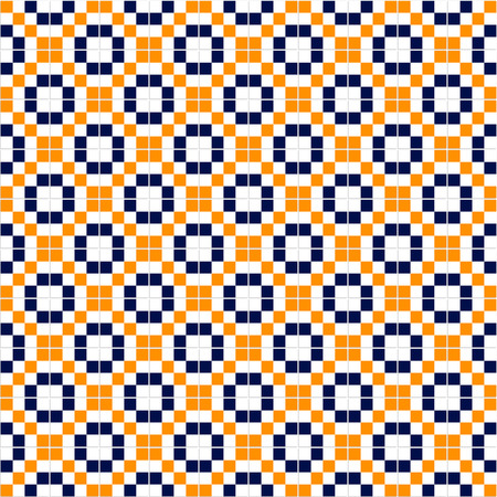 Blue yellow and white simple mosaic tiles seamless pattern, backgroundのイラスト素材