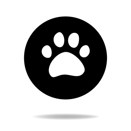 Animal cat or dog paw black and white flat icon, signのイラスト素材