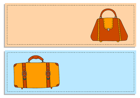 Colorful travel bags banners set, vector collectionのイラスト素材