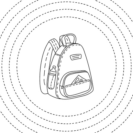 Black and white backpack hand drawn, illustration background for bannerのイラスト素材