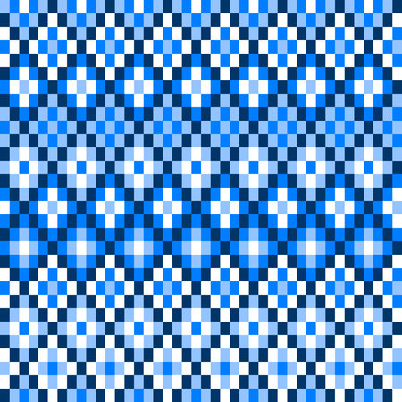 Colorful blue pixelated geometric diamond shape seamless pattern