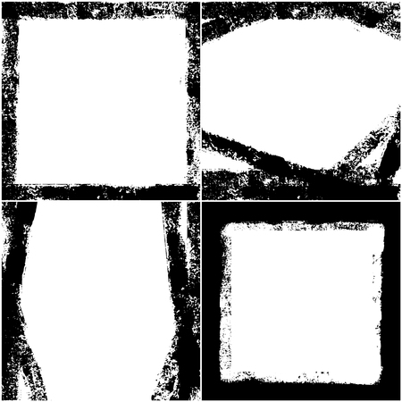 Black and white grunge frames set, collectionのイラスト素材