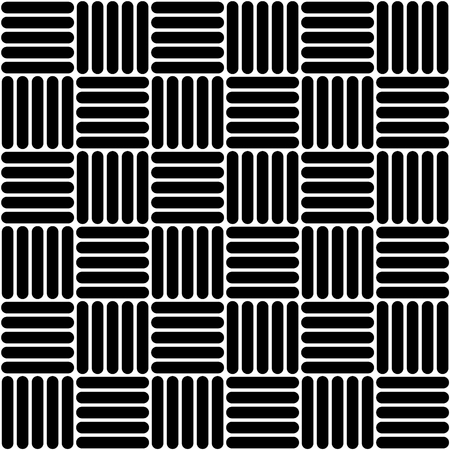 Black and white simple woven geo seamless pattern, vector backgroundのイラスト素材