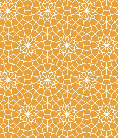 Yellow and white moroccan lattice tile geometric star seamless pattern, vector backgroundの写真素材