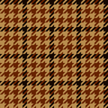 Houndstooth geometric plaid seamless pattern in brown and beige, vector backgroundのイラスト素材