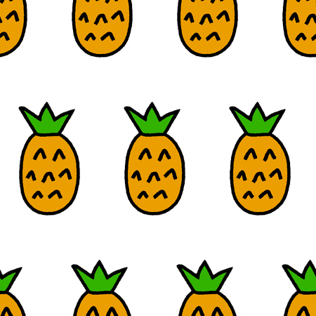 Simple pineapples on white seamless pattern, vectorのイラスト素材