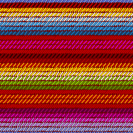 Colorful mexican serape blanket rug woven striped fabric seamless pattern, vector.のイラスト素材