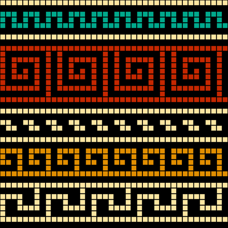 Red and golden geometric greek meander traditional seamless pattern, vectorのイラスト素材