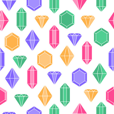 Simple pastel colored diamond crystals on white seamless pattern backgroundのイラスト素材