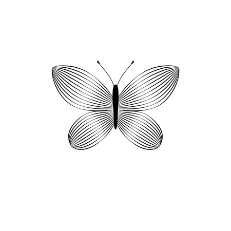 Black and white striped elegant butterfly insect, vectorのイラスト素材