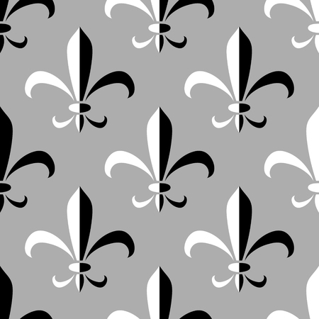 Black and white abstract royal lily ornament seamless pattern, vectorのイラスト素材
