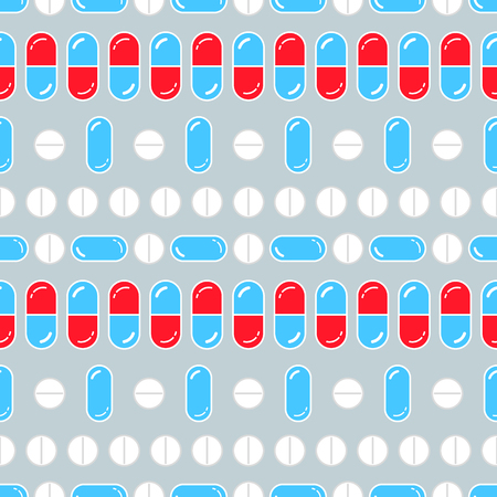 Drugs pills and capsules medicine ornament seamless pattern, vectorのイラスト素材