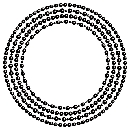 Black and white beads necklaces strings round frame, vector backgroundのイラスト素材