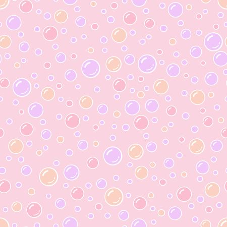 Cartoon bubbles in pink fizzy drink, seamless pattern, vector backgroundのイラスト素材