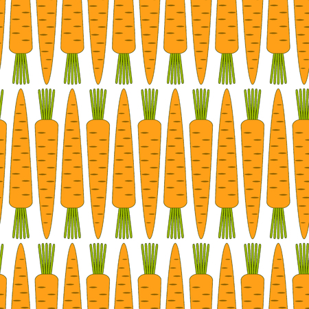 Flat style carrots vegetables in rows seamless pattern, vector backgroundのイラスト素材
