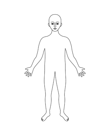 Human body black and white contour, anatomy background, vector illustration.のイラスト素材