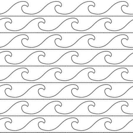 Doted waves sea or ocean seamless pattern, vector backgroundのイラスト素材