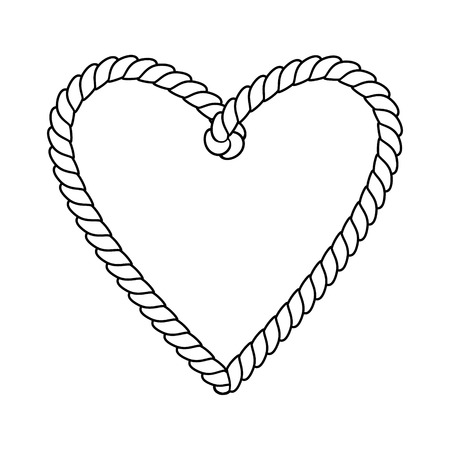 Black and white twine rope heart, love bonds, valentine day concept, vector illustration.のイラスト素材