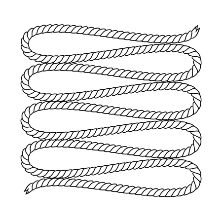 Black and white tangled twine rope, vector illustrationのイラスト素材