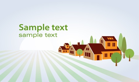 Happy village with a lot of cottages  のイラスト素材