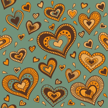 Green pattern with gold heartsのイラスト素材