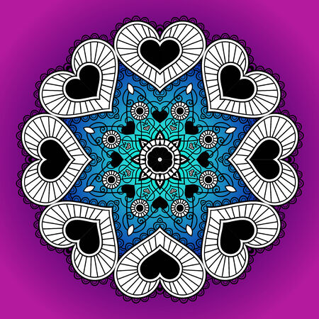 Greeting card with round ornament from hearts for Valentine. You can writte your text and give loved one.のイラスト素材