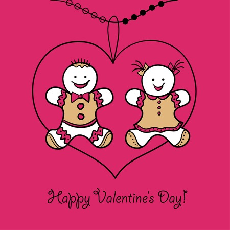 Card Happy Valentine's Day. Vector illustration.のイラスト素材
