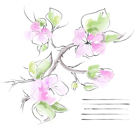 Spring background with branch of sakura. Vector illustration.のイラスト素材
