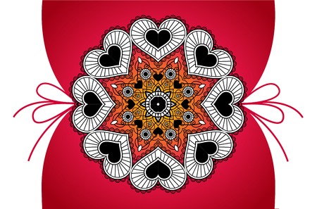 Greeting banner with round pendant from hearts. You can use as greeting card for Valentine's dayのイラスト素材