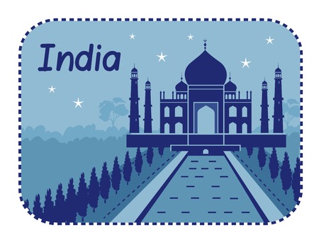 Vector illustration with Taj Mahal in Indiaのイラスト素材