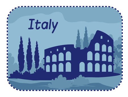 Illustration with Colosseum in Rome. Vector illustrationのイラスト素材