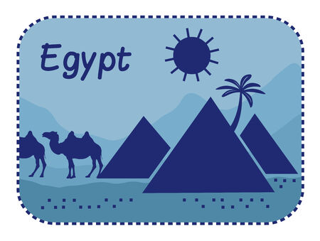 Illustration with pyramids in Egypt. Vector illustrationのイラスト素材