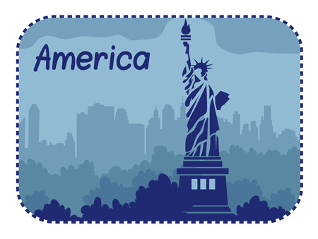 Vector illustration with statue of Liberty in Americaのイラスト素材