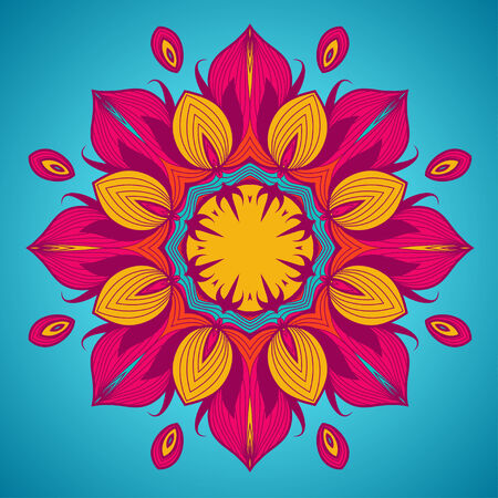 Lacy arabesque designs. Round oriental ornament for greeting card.のイラスト素材