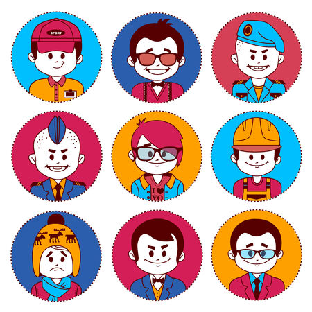 Set icons with characters on white background. Different professions . のイラスト素材