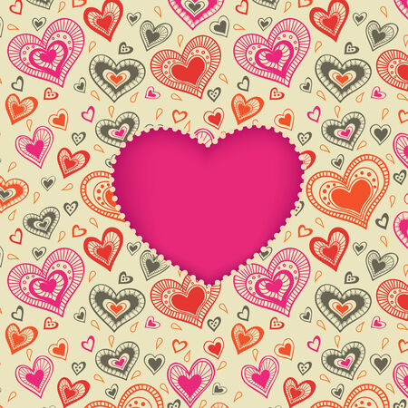Happy Valentine's Day card with pink heartのイラスト素材