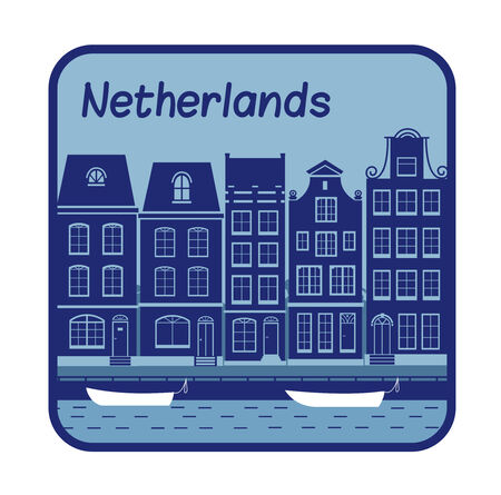 Illustration with Dutch house in Netherlandsのイラスト素材